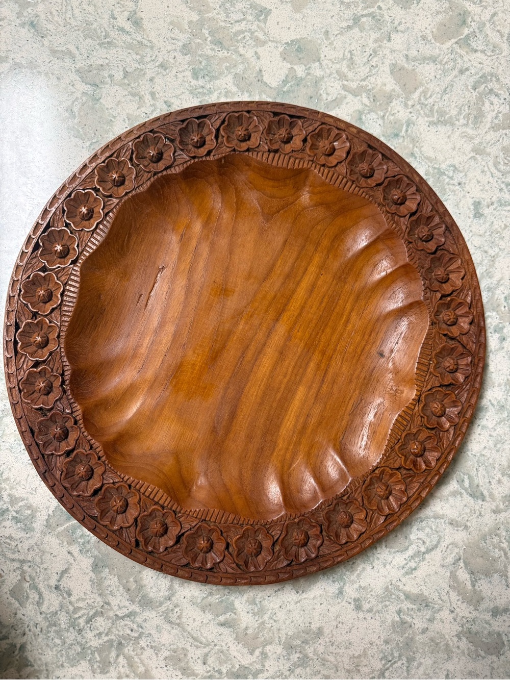 Hand-Carved Wooden Serving Tray